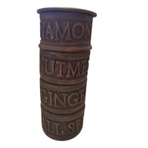 Treenware Wooden Stackable Spice Tower 4pc Primitive Farmhouse Decor Vintage